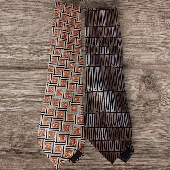 Pronto-uomo & Lanvin set of 2 ties abstract design silk necktie ties